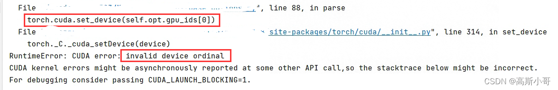 BUG：RuntimeError: CUDA error: invalid device ordinal CUDA kernel errors might be asynchronously repo - MaxSSL