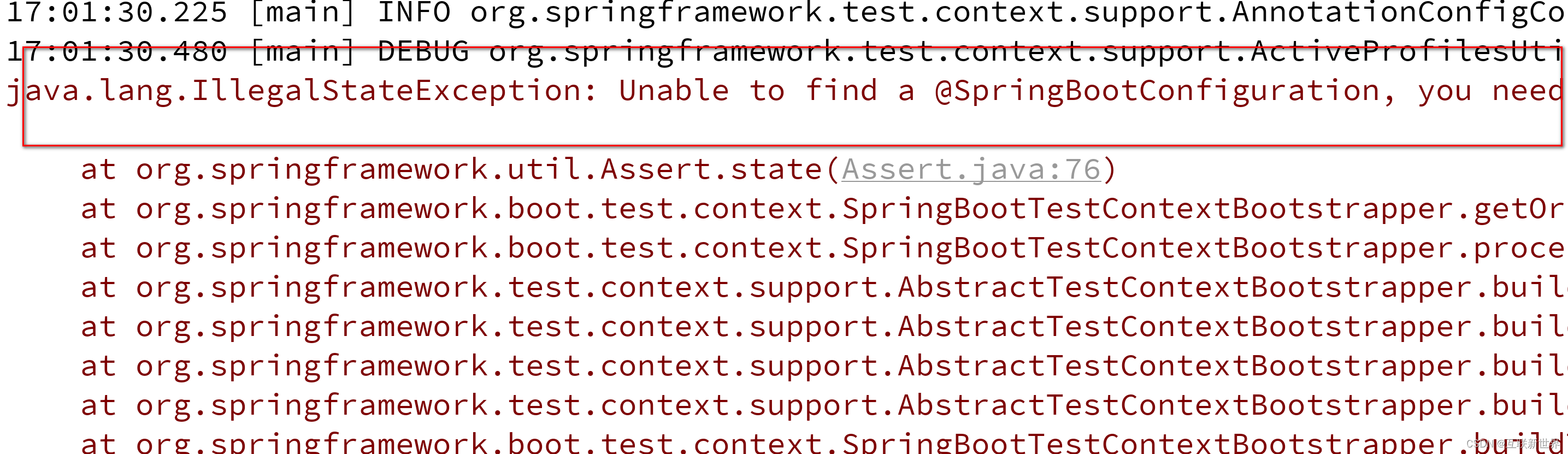 java.lang.IllegalStateException: Unable to find a @SpringBootConfiguration, you need to use @Context - MaxSSL