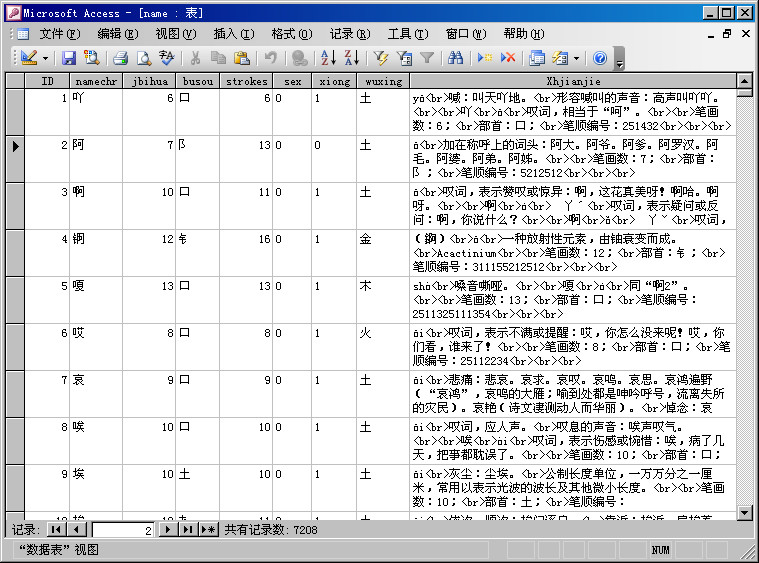 30万个名字汉字起名中文取名ACCESS\EXCEL数据库 - MaxSSL