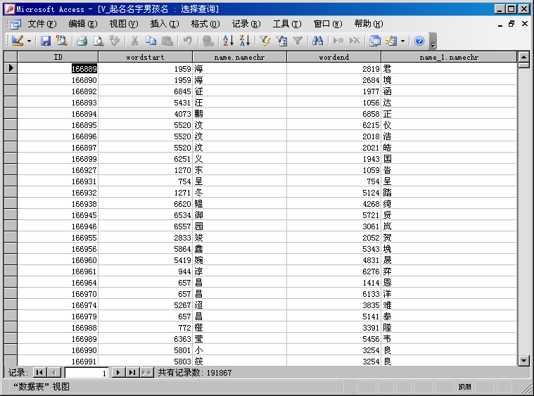 图片[2] - 30万个名字汉字起名中文取名ACCESS\EXCEL数据库 - MaxSSL