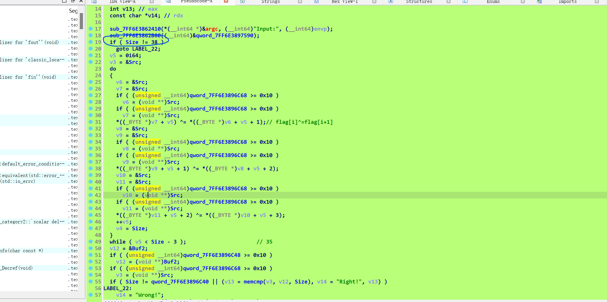 【re】[CISCN 2022 东北]easycpp –ida动态调试，循环异或 - MaxSSL