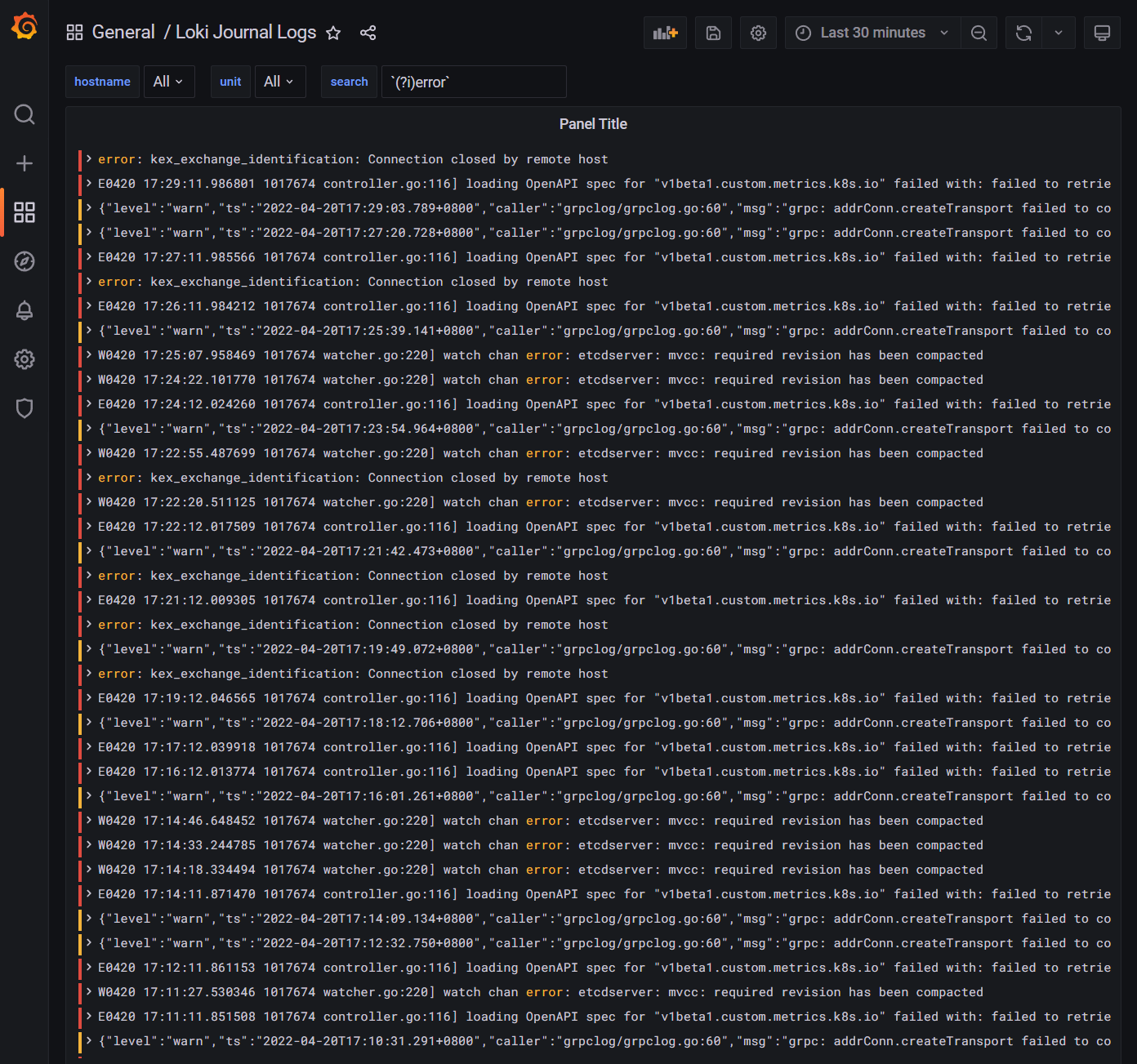 图片[3] - Grafana 系列文章（十二）：如何使用Loki创建一个用于搜索日志的Grafana仪表板 - MaxSSL